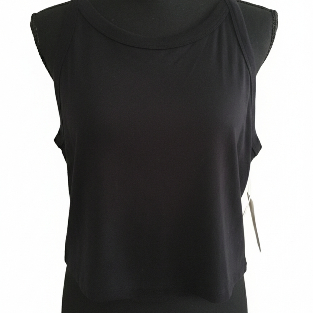 Anna Black Sleeveless Crop Top